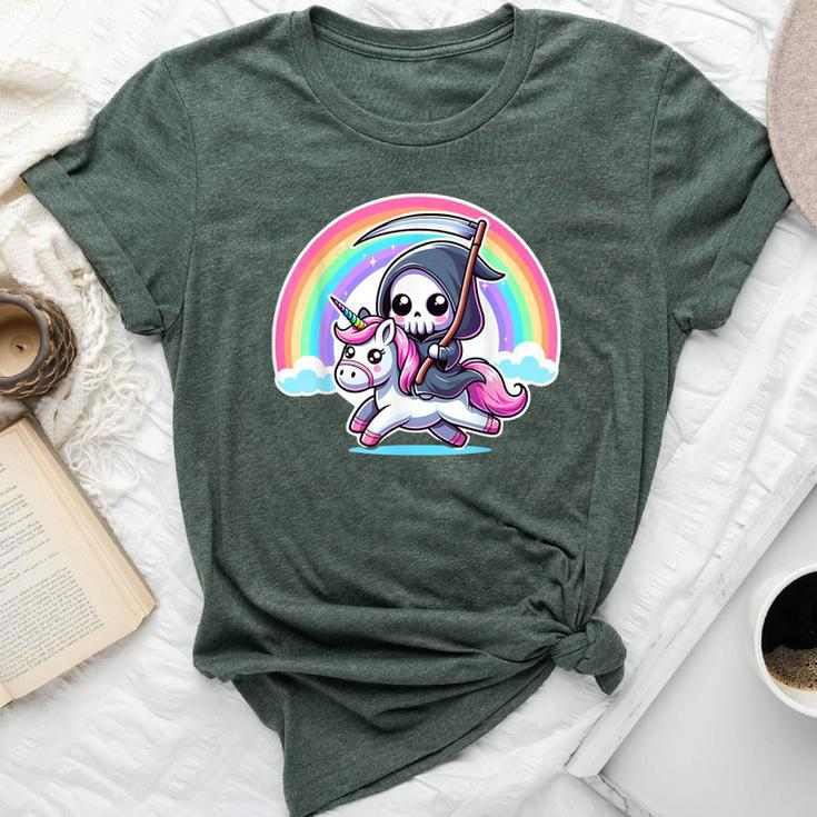 Grim Reaper Riding Unicorn Rainbow Heavy Metal Bella Canvas T-shirt