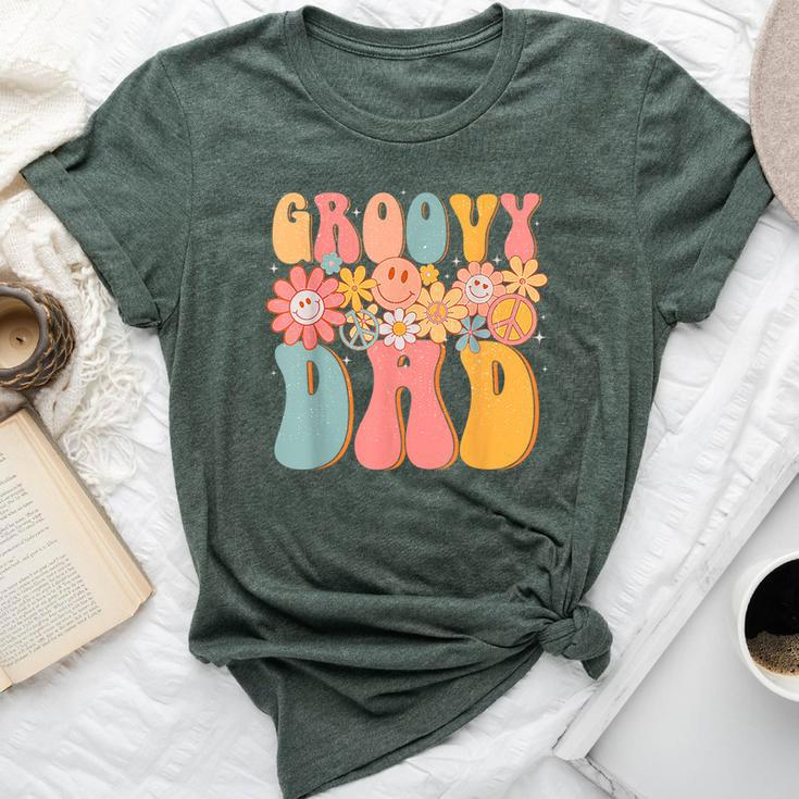 Groovy Dad Retro Fathers Day Colorful Peace Sign Smile Face Bella Canvas T-shirt