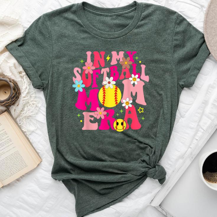 Groovy In My Softball Mom Era Life Game Day Vibes Mama Pink Bella Canvas T-shirt