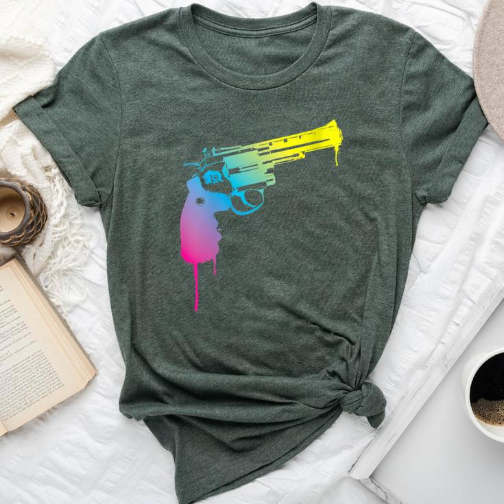 Gun Dripping Rainbow Graffiti Paint Artist Revolver Bella Canvas T-shirt