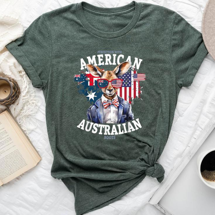 Half American & Half Australian Flag Idea & Kangaroo Bella Canvas T-shirt