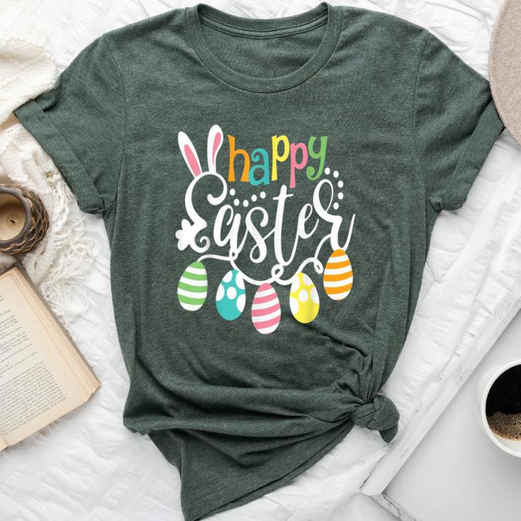 Happy Easter Bunny Rabbit Face Easter Day Girls Bella Canvas T-shirt