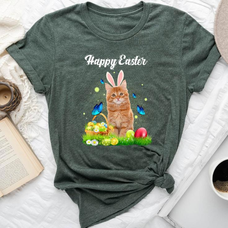 Happy Easter Day Bunny Cat Eggs Basket Cat Lover Bella Canvas T-shirt