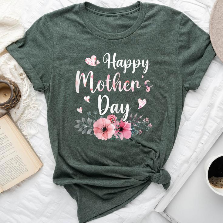 Happy Mother's Day With Floral Mom Mommy Grandma Womens Bella Canvas T-shirt
