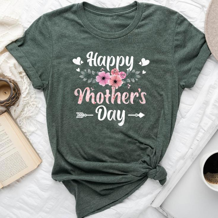Happy Mother's Day With Floral Mom Mommy Grandma Womens Bella Canvas T-shirt