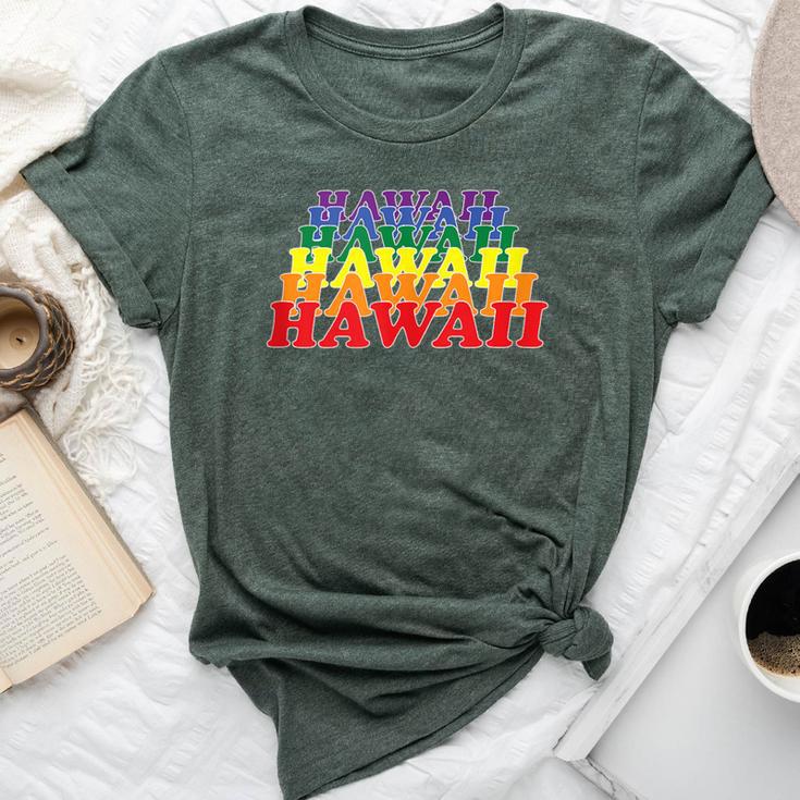 Hawaii State Gay Pride Rainbow Word Bella Canvas T-shirt