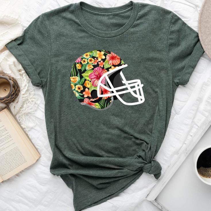 Hawaiian Flower T Football Helmet Bella Canvas T-shirt