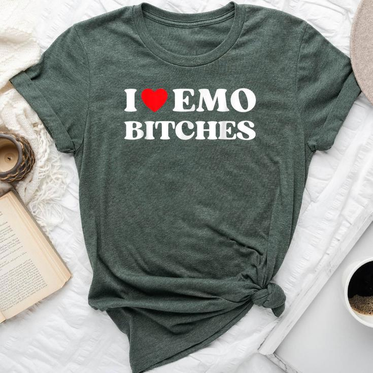 I Heart Emo Bitches Quote Red Heart Emo Girl Style Bella Canvas T-shirt