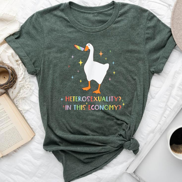 Heterosexuality In This Economy Lgbt Pride Goose Rainbow Bella Canvas T-shirt