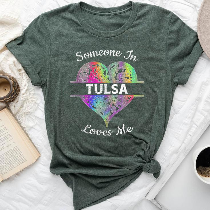 Hometown Rainbow Pride Heart Someone In Tulsa Loves Me Bella Canvas T-shirt