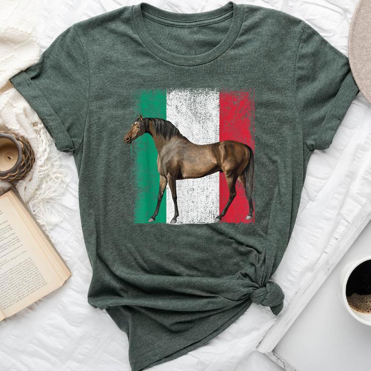 Horse Italian Flag Patriotic Riding Horses Horseback Farm Bella Canvas T-shirt