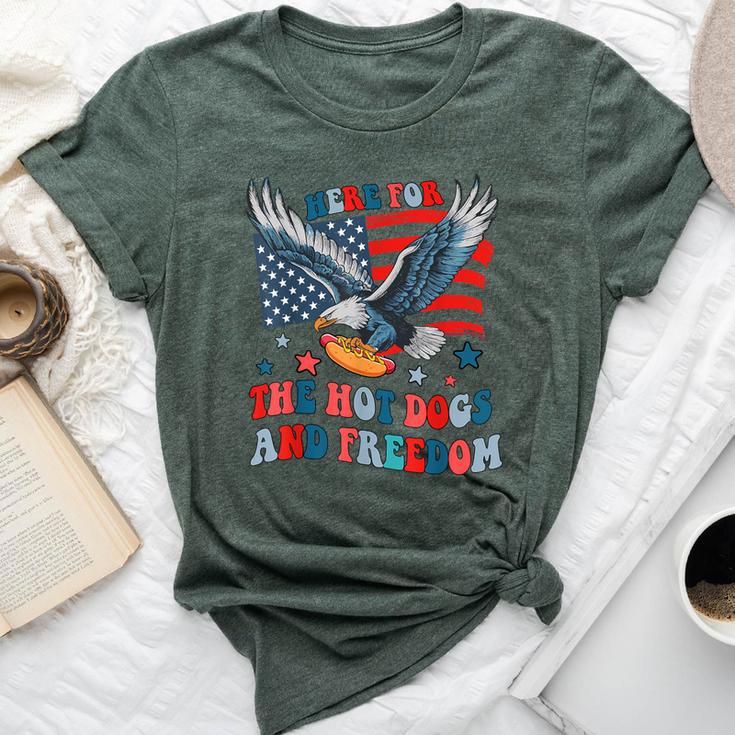 Here For The Hot Dogs And Freedom 4Th Of July Boys Girls Bella Canvas T-shirt