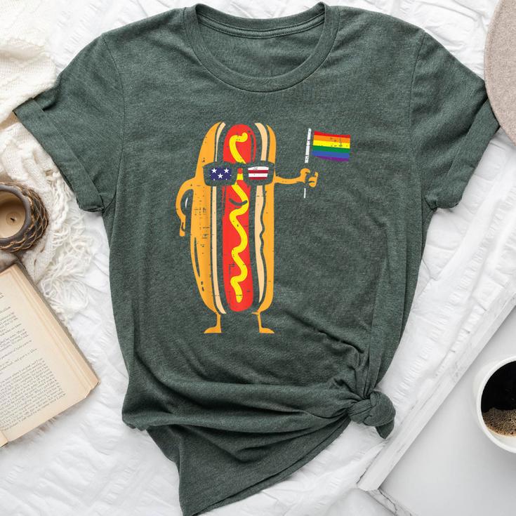 Hotdog Us Flag Sunglasses Rainbow Flag Gay Pride Lgbtq Food Bella Canvas T-shirt