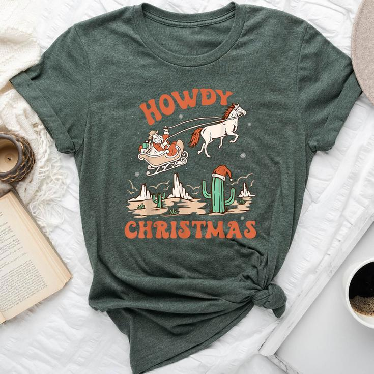 Howdy Christmas Vintage Rodeo Cowboy Santa Western Horse Bella Canvas T-shirt