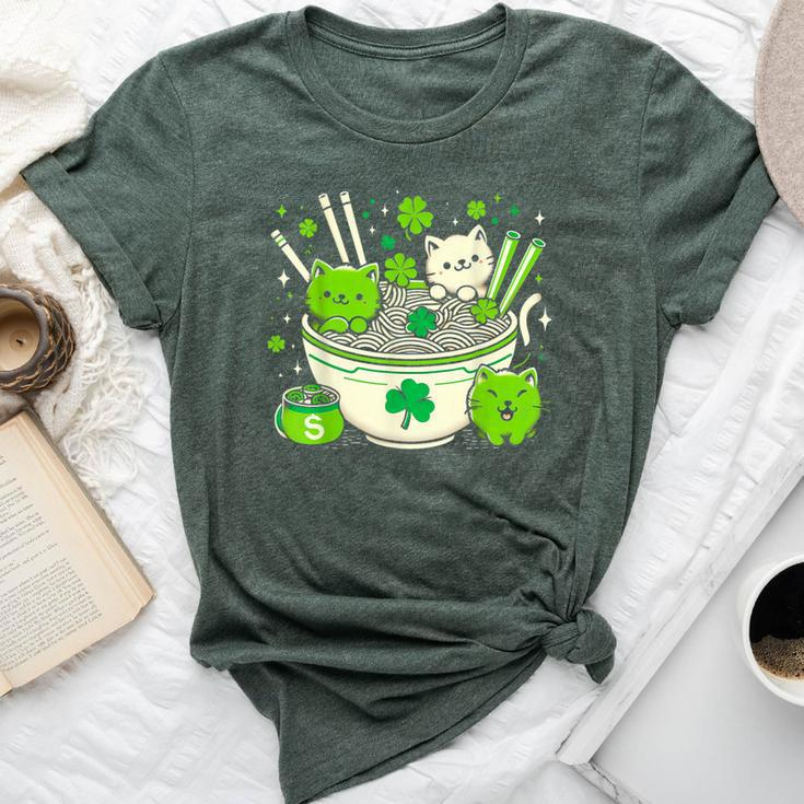 Irish Ramen Cats Cute Anime St Patrick's Day Girls Bella Canvas T-shirt