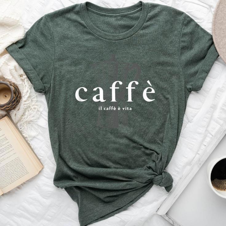 Italian Café Il Caffè È Vita Coffee Is Life Barista Latte 2 Bella Canvas T-shirt