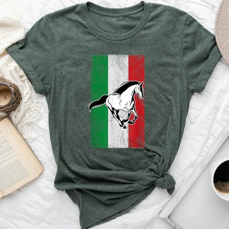 Italian Flag Patriotic Horse Horseback Riding Equestrian Bella Canvas T-shirt