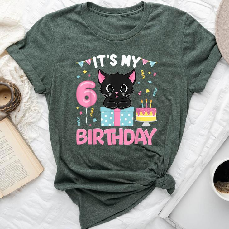 Its My 6Th Birthday Girl Cat Birthday 6 Year Old Bday Party Bella Canvas T-shirt