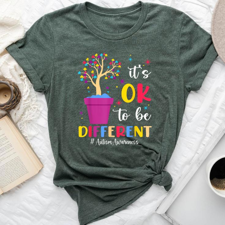It's Ok To Be Different Plant Pot Autism Awareness Bella Canvas T-shirt