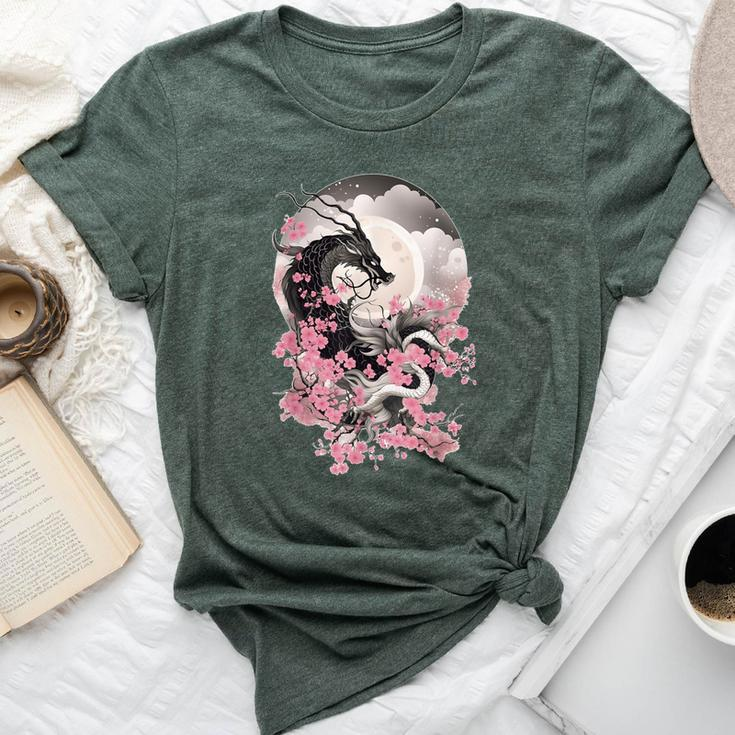 Japanese Dragon & Cherry Blossom & Full Moon Asian Bella Canvas T-shirt