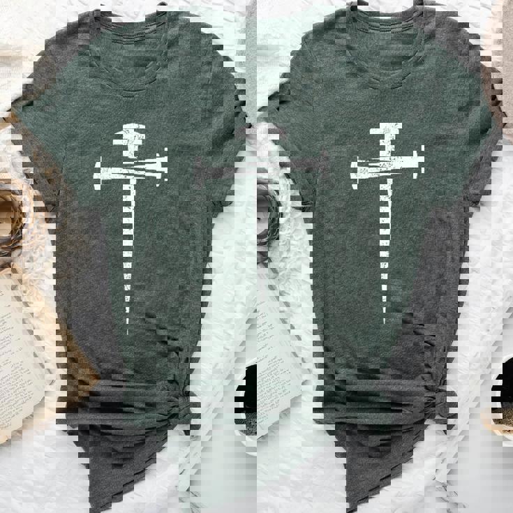Jesus Cross Three Nails Christian Vintage Cross Made Nails Bella Canvas T-shirt