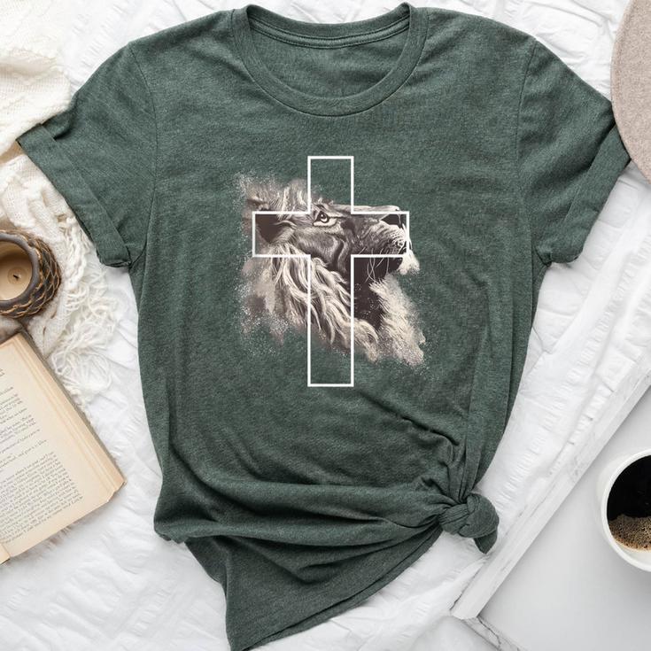 Jesus Lion Of Judah Christian Cross Bella Canvas T-shirt