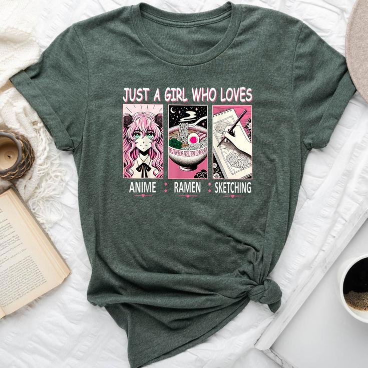 Just A Girl Who Loves Anime Ramen And Sketching Anime Bella Canvas T-shirt