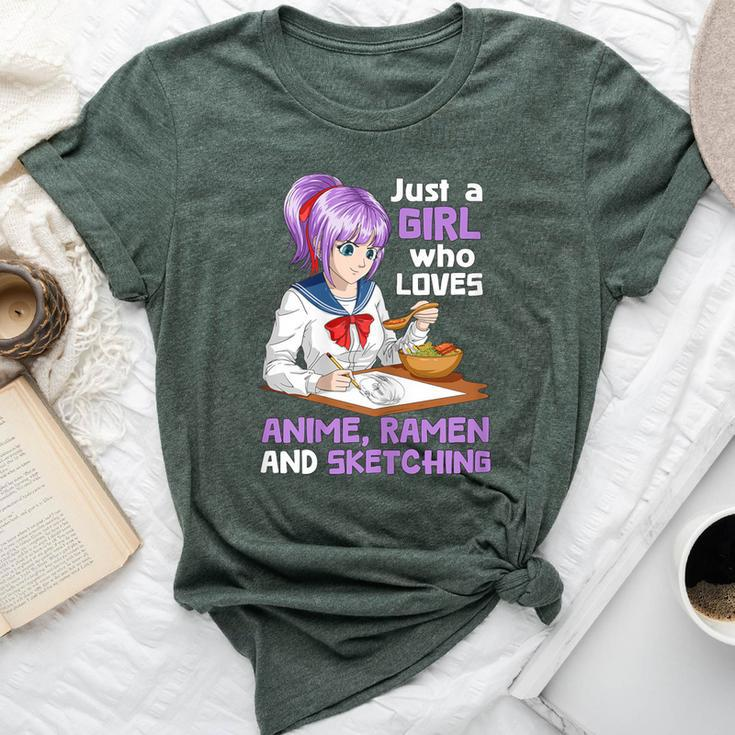 Just A Girl Who Loves Anime Ramen And Sketching Japan Anime Bella Canvas T-shirt