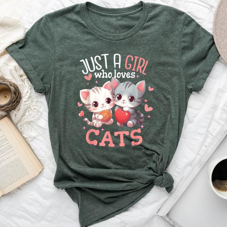 Just A Girl Who Loves Cats Cute Cat Lover Bella Canvas T-shirt