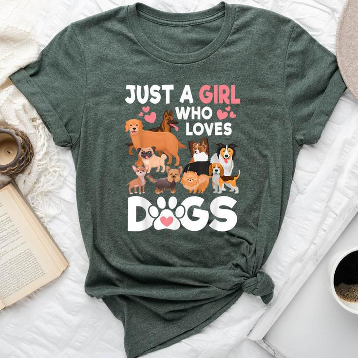 Just A Girl Who Loves Dogs Cute Dog Lover Bella Canvas T-shirt