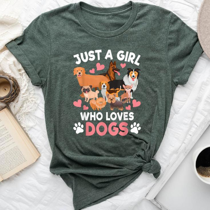 Just A Girl Who Loves Dogs Puppy Dog Lover Girls Toddlers Bella Canvas T-shirt