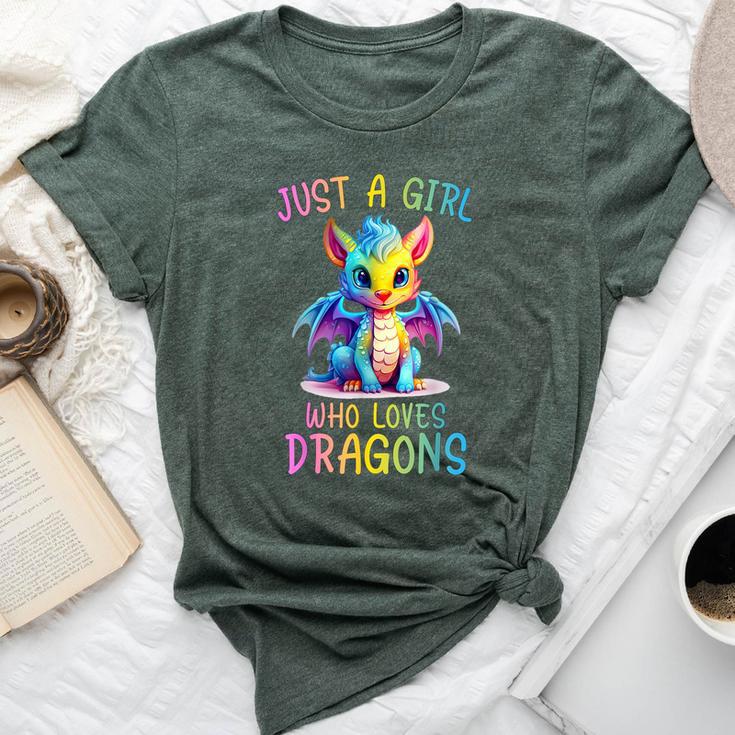 Just A Girl Who Loves Dragons Girl Colorful Dragon Bella Canvas T-shirt