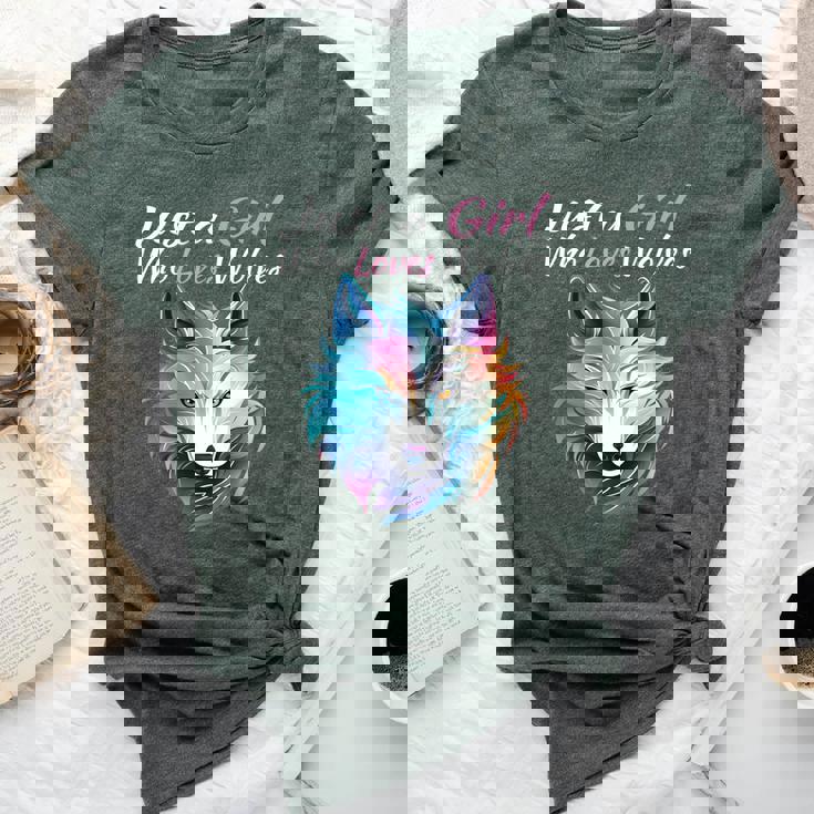 Just A Girl Who Loves Wolves Girls Wolf Bella Canvas T-shirt