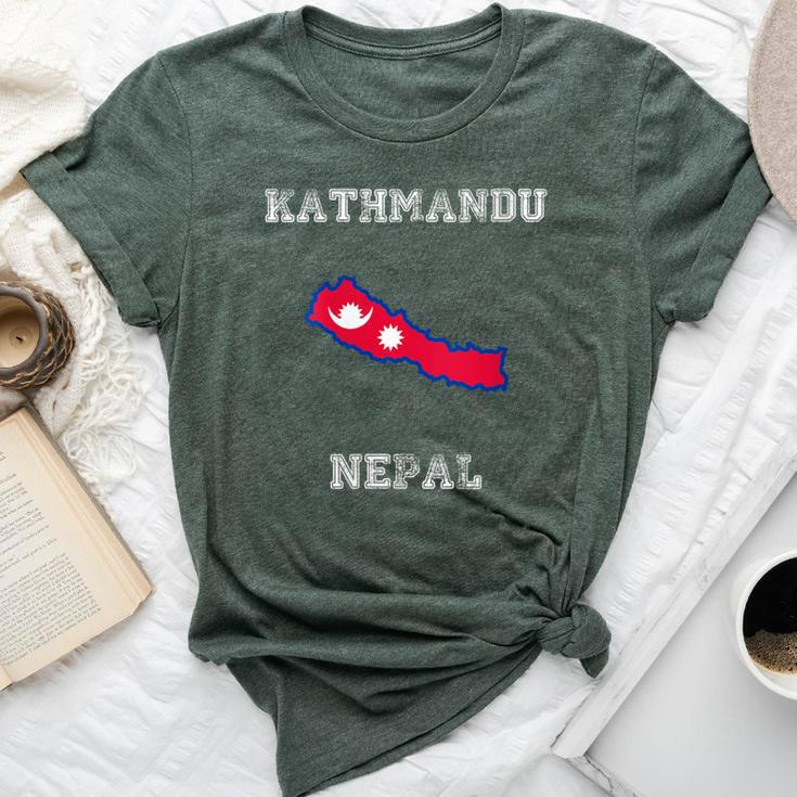 Kathmandu Nepal Vintage Nepal Flag Map Bella Canvas T-shirt