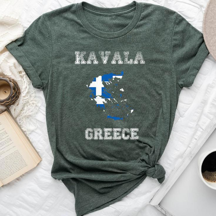 Kavala Greece Vintage Kavala Flag Map Bella Canvas T-shirt