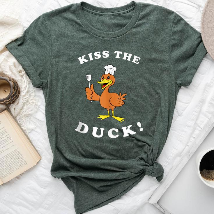 Kiss The Duck Kiss The Cook Joke Pun Chef Bella Canvas T-shirt