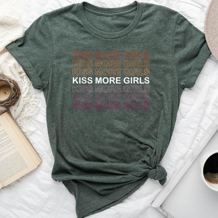 Kiss More Girls Lesbian Rainbow Colors Pink Organge White Bella Canvas T-shirt