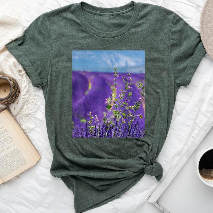 Lavender Purple Flower Field Bella Canvas T-shirt