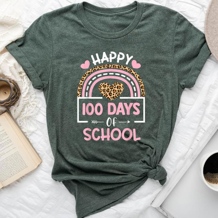 Leopard Rainbow Happy 100Th Day School Cute 100 Days Teacher Bella Canvas T-shirt