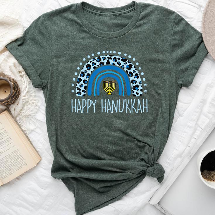 Leopard Rainbow Happy Hanukkah Chanukah Jew Girls Kid Bella Canvas T-shirt