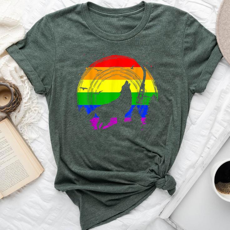 Lgbt Gay Pride Rainbow Flag Music Turntable Wolf Bella Canvas T-shirt