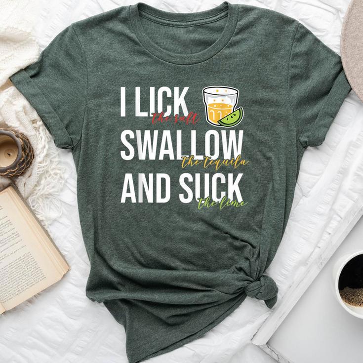 I Lick Salt Swallow Tequila Suck Lime Cinco De Mayo Drinking Bella Canvas T-shirt