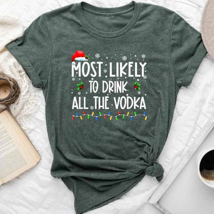Most Likely To Drink All The Vodka Christmas Matching Family Bella Canvas T-shirt