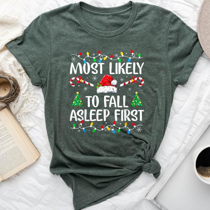 Most Likely To Fall Asleep First Xmas Family Bella Canvas T-shirt