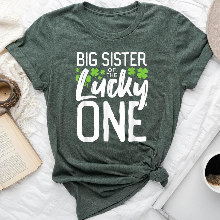 Lucky One First Birthday Big Sister Family St Patrick's Day Bella Canvas T-shirt