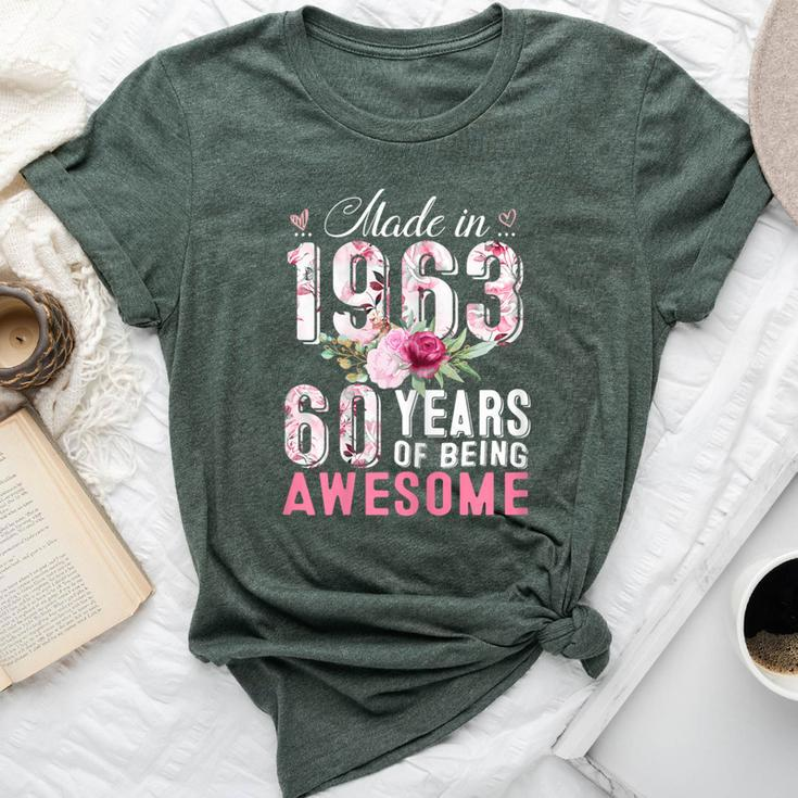 Made In 1963 Floral 60 Year Old Vintage 60Th Birthday Party Bella Canvas T-shirt