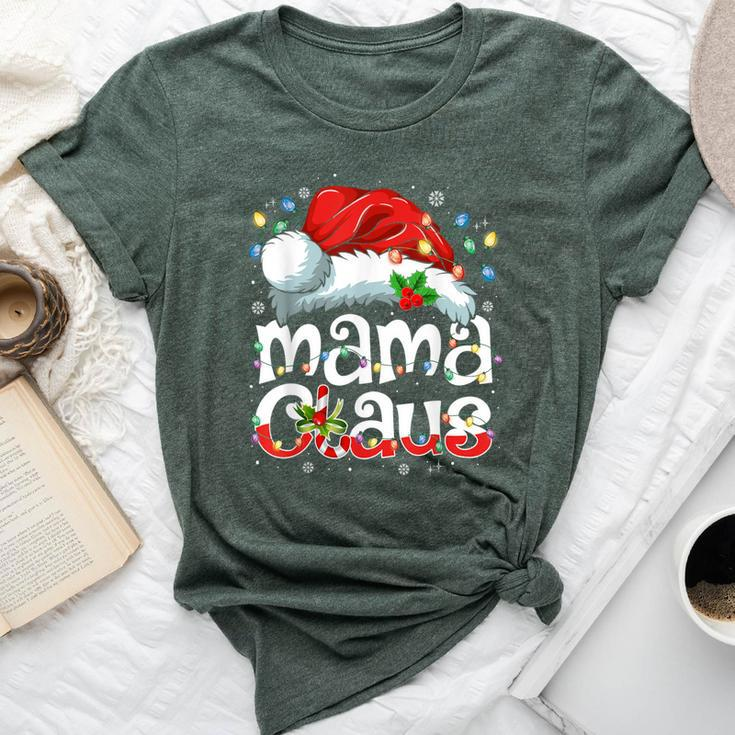 Mama Claus Christmas Lights Santa Hat Pajama Family Matching Bella Canvas T-shirt
