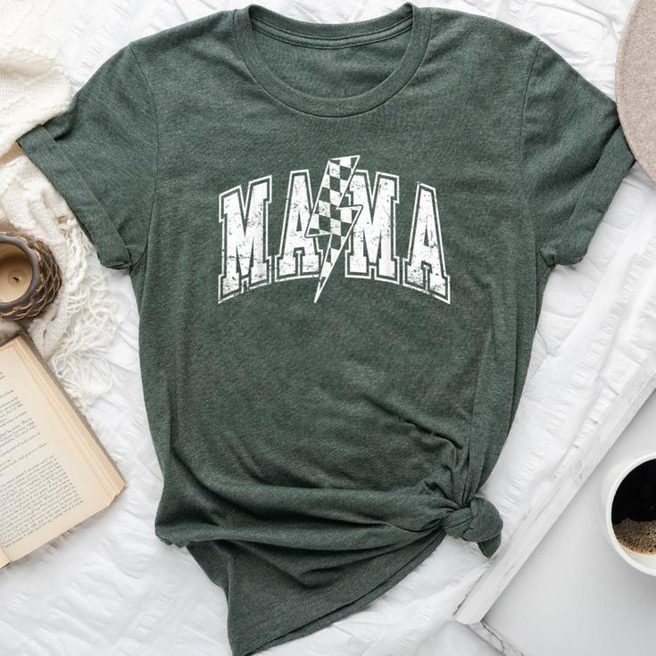 Mama Lightning Bolt Checkered Varsity Mom Mother's Day Bella Canvas T-shirt