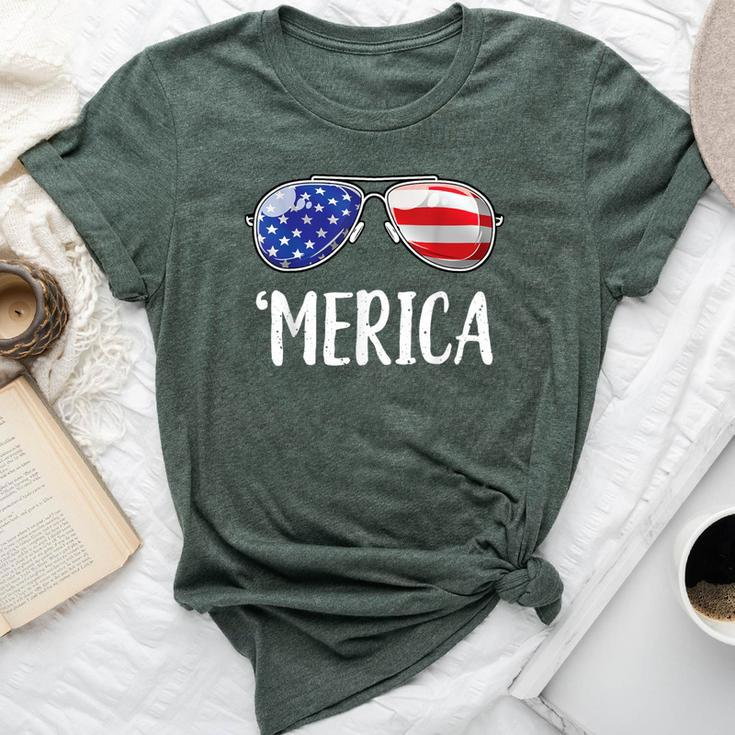 Merica Sunglasses 4Th Of July Usa American Flag Bella Canvas T-shirt