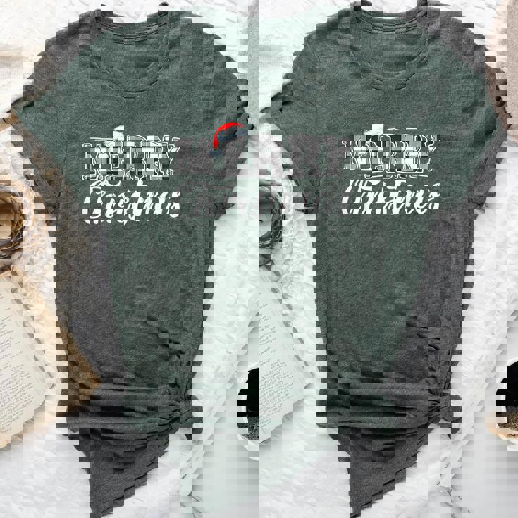 Merry Christmas Buffalo Black And White Plaid For Women Bella Canvas T-shirt